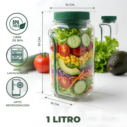 Tupper 3 en 1 con Compartimento para Aderezo