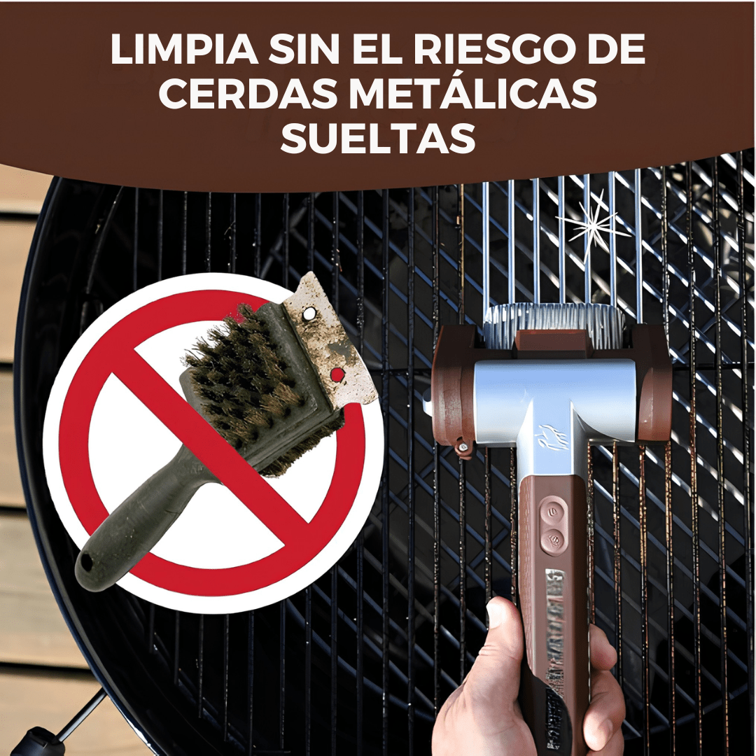 Cepillo Eléctrico para Parrilla con Rodillo y Luz LED - GrillForce
