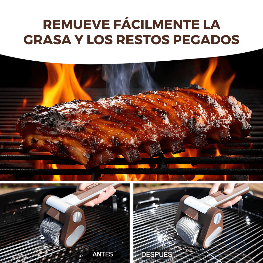 Cepillo Eléctrico para Parrilla con Rodillo y Luz LED - GrillForce