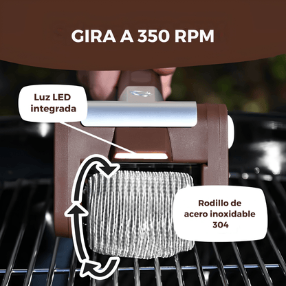 Cepillo Eléctrico para Parrilla con Rodillo y Luz LED - GrillForce